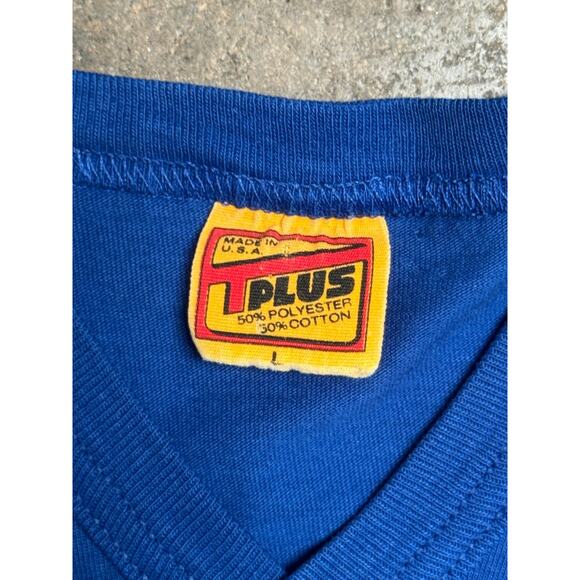 Vintage 80s Superman Shirt Mens Large Blue DC Comics Short Sleeve V Neck USA - L - Picture 2 of 14